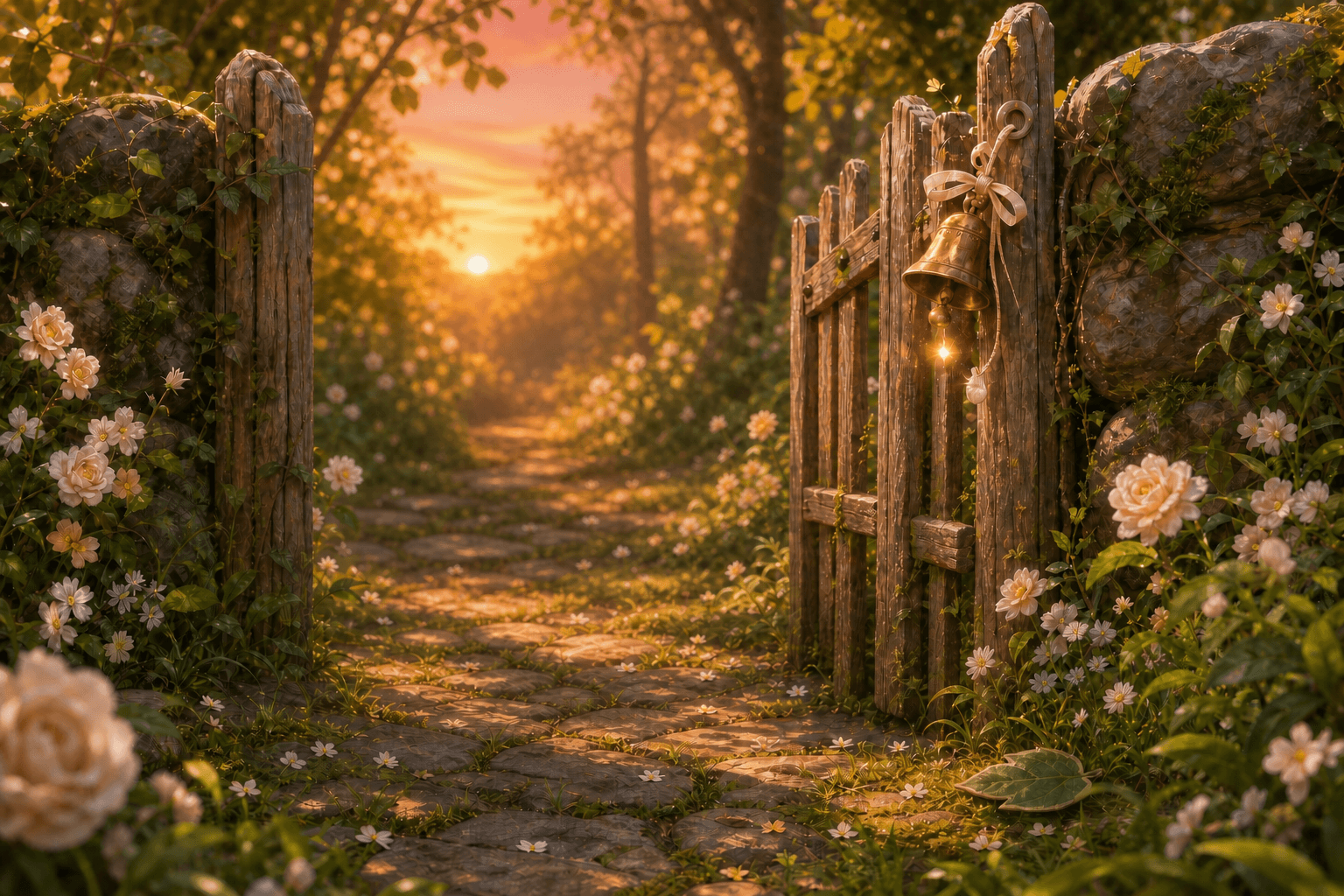 Warm sunset celebration scene from the Forest Adventure